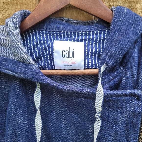 Cabi Adventure Anorak Blue Denim Duster Jacket Hooded Coatigan Womens Size M - Picture 3 of 12